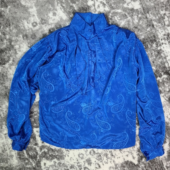 Vintage Ruffle Front Shoulder Pad Button Back 7/8 - Picture 4 of 12